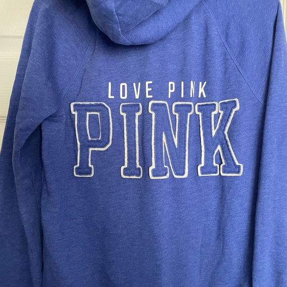 PINK Victoria's Secret Blue Zip-Up Hoodie size small - Picture 3 of 5